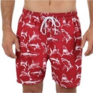 Uzzi Mens Swim Print Shorts Large Red